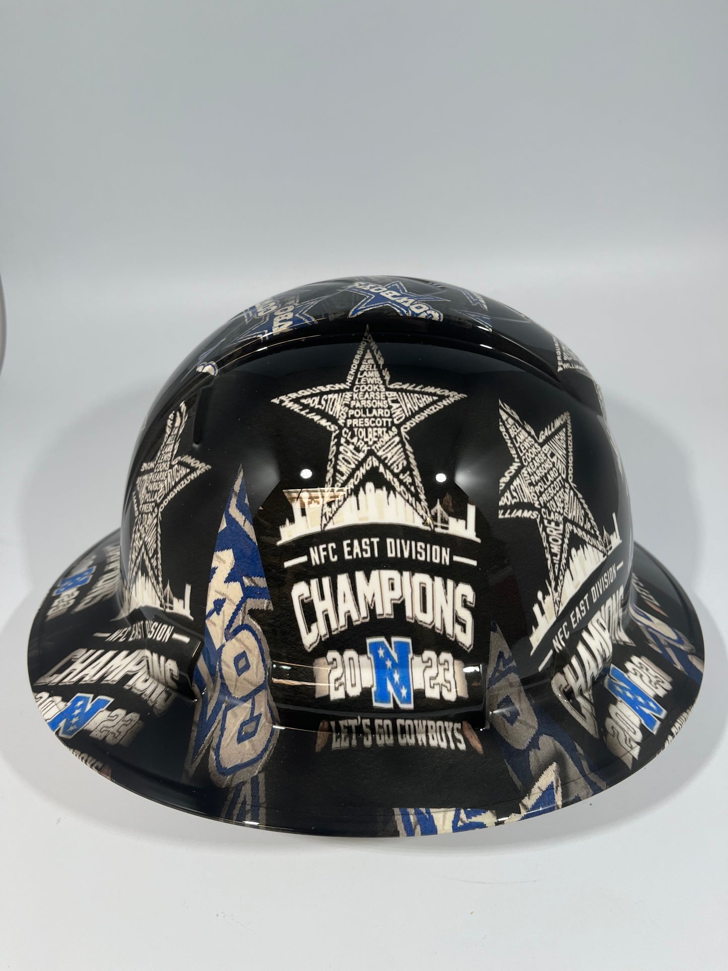 Full Brim Hard Hat Custom Hydro Dipped DALLAS COWBOYS NFC EAST CHAMPIONS