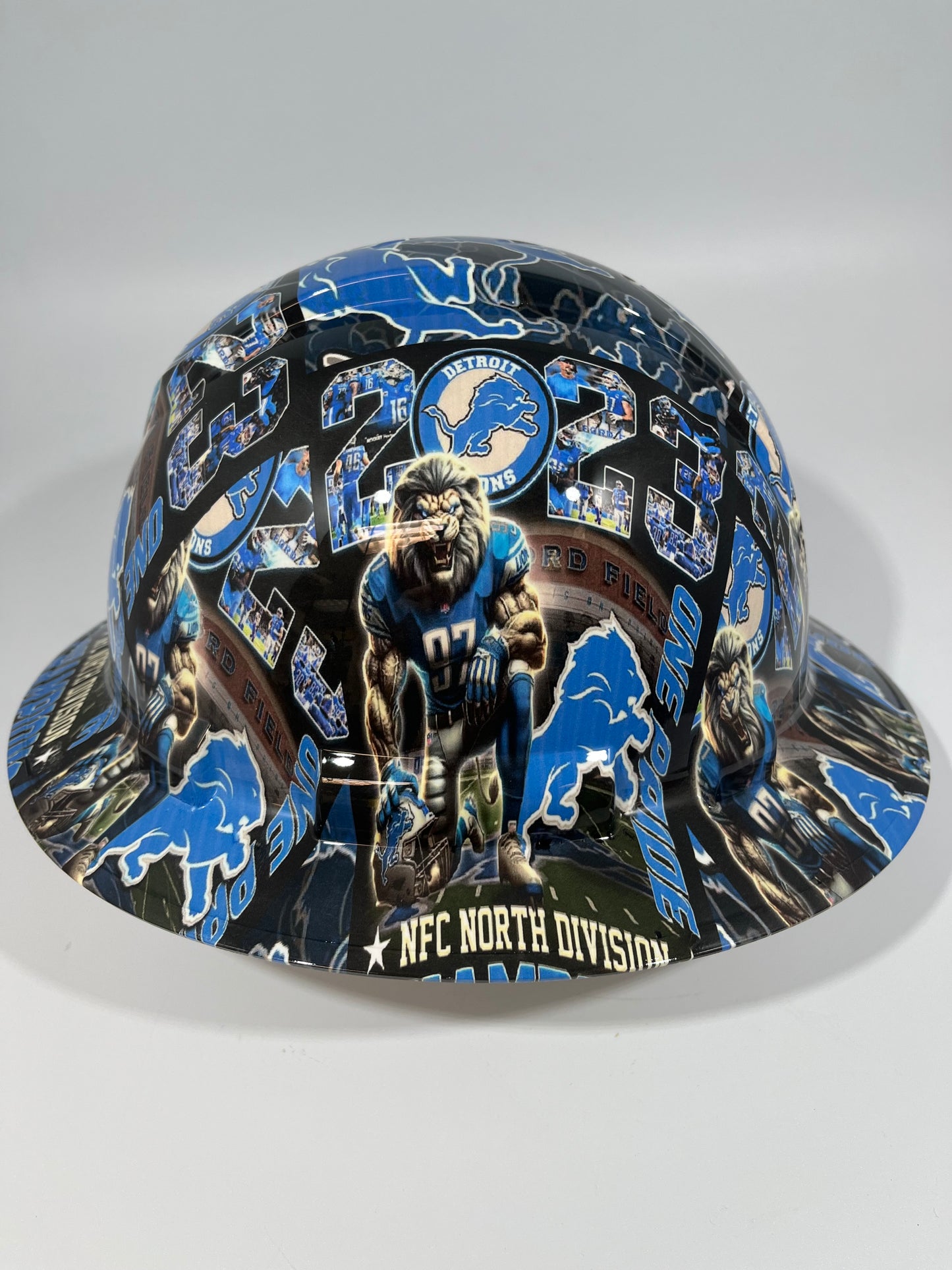 New Full Brim Hard Hat Custom Hydro Dipped DETROIT LIONS NFC NORTH CHAMPIONS
