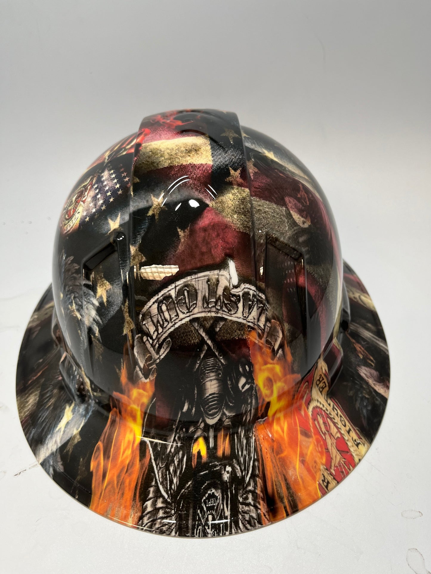 Bad ass hardhat with hydro dipped design of respect and thanks!