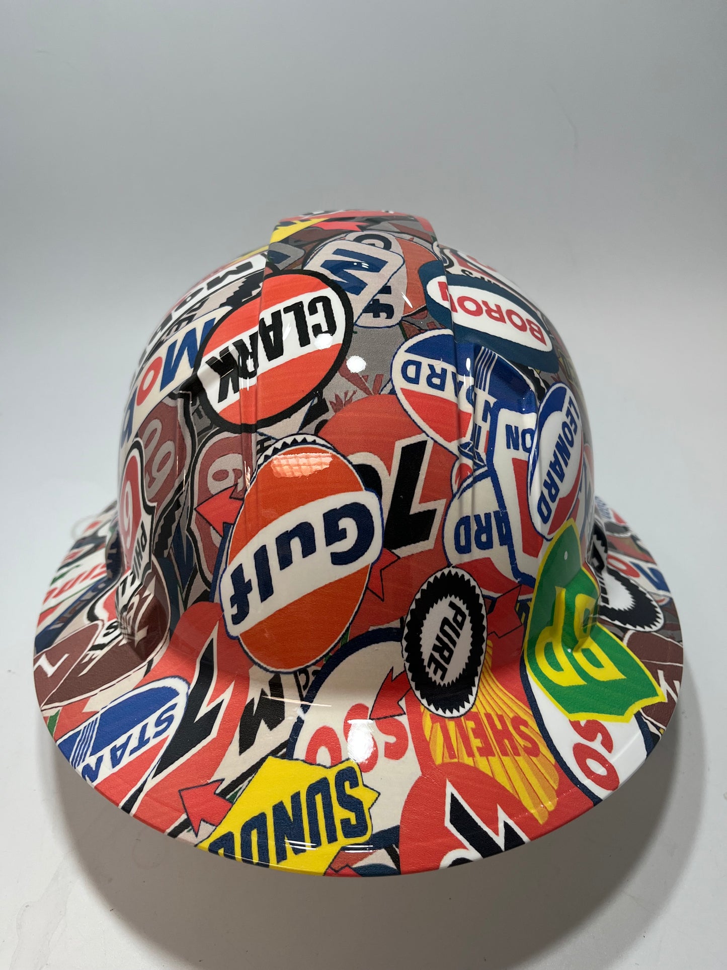 Full Brim Hard Hat Hydro Dipped GAS AND OIL SIGNS