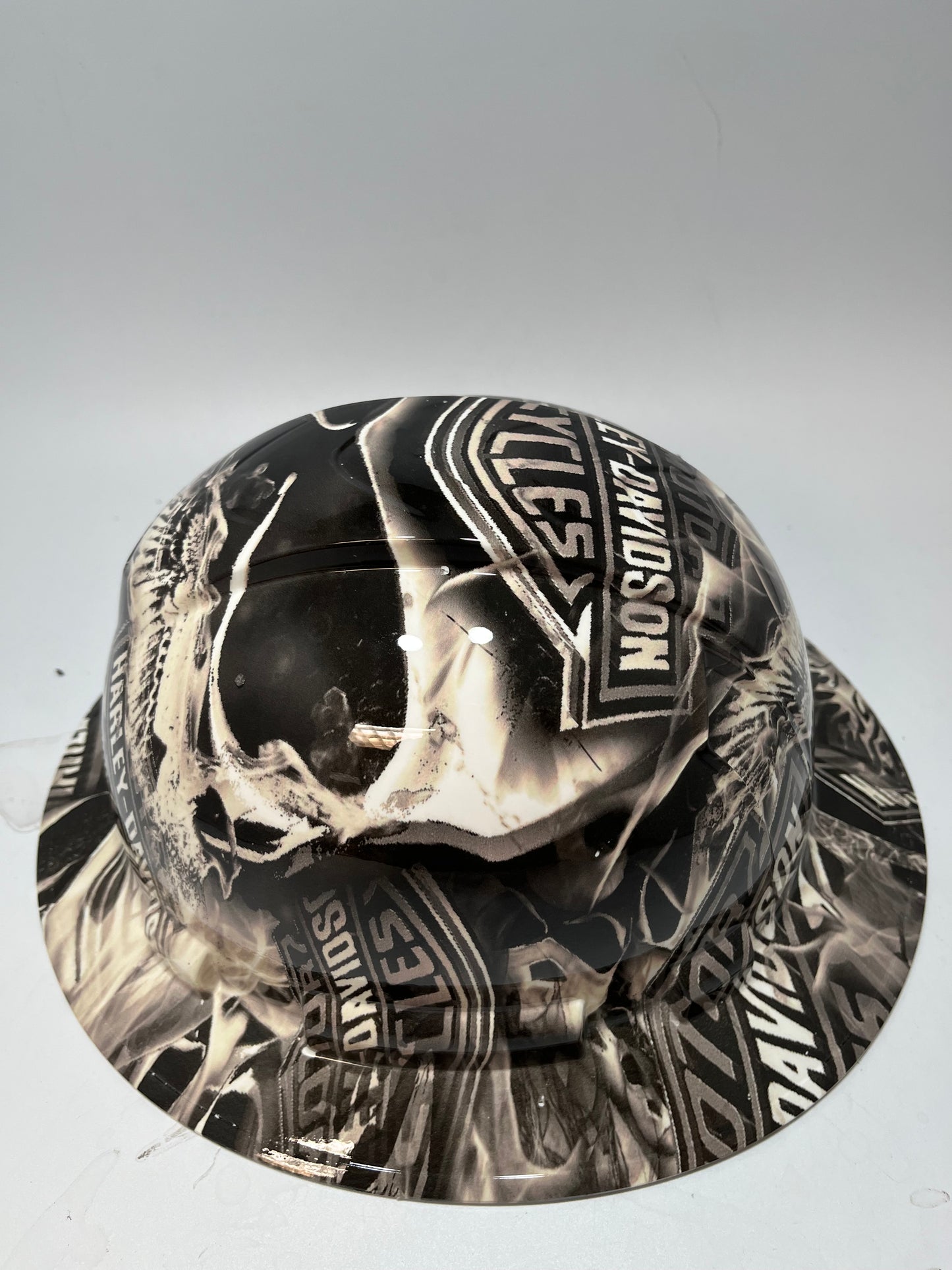 Full Brim Hard Hat Custom Hydro Dipped HARLEY DAVIDSON SKULLS 2