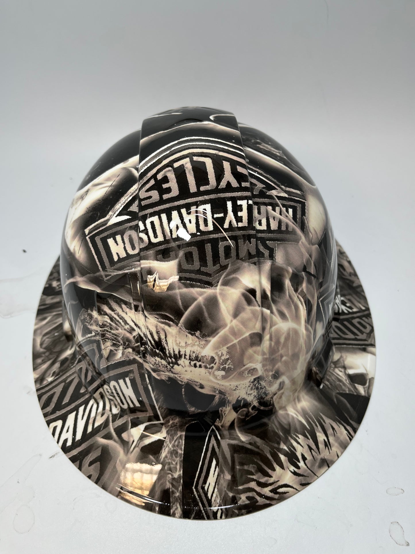 Full Brim Hard Hat Custom Hydro Dipped HARLEY DAVIDSON SKULLS 2