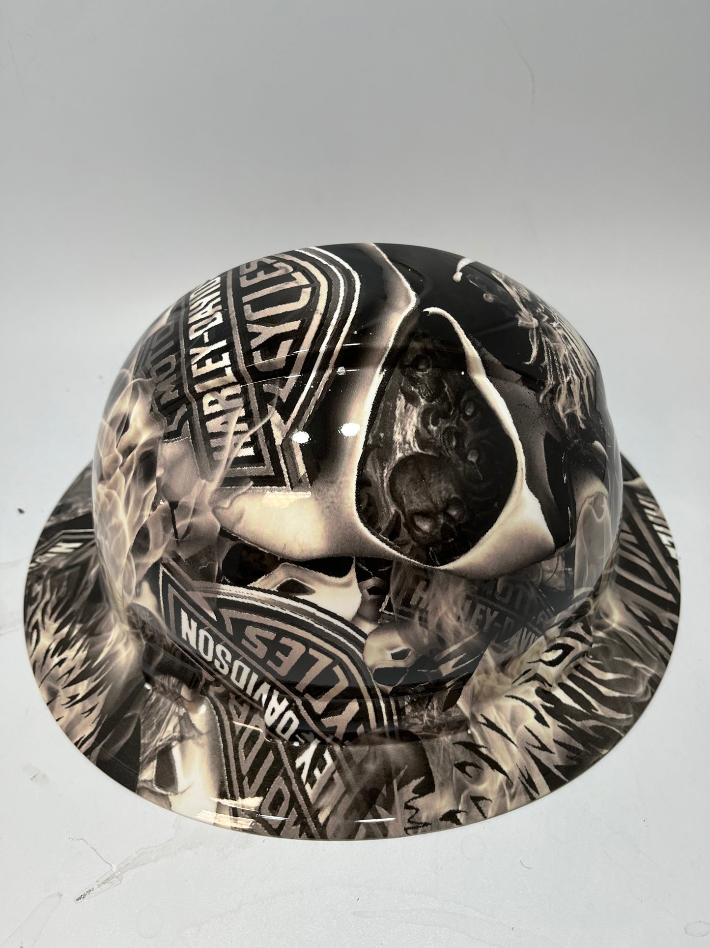 Full Brim Hard Hat Custom Hydro Dipped HARLEY DAVIDSON SKULLS 2