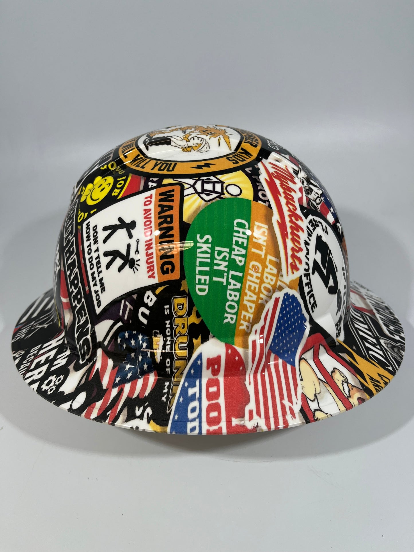 Full Brim Hard Hat Hydro Dipped CONSTRUCTION STICKER BOMB