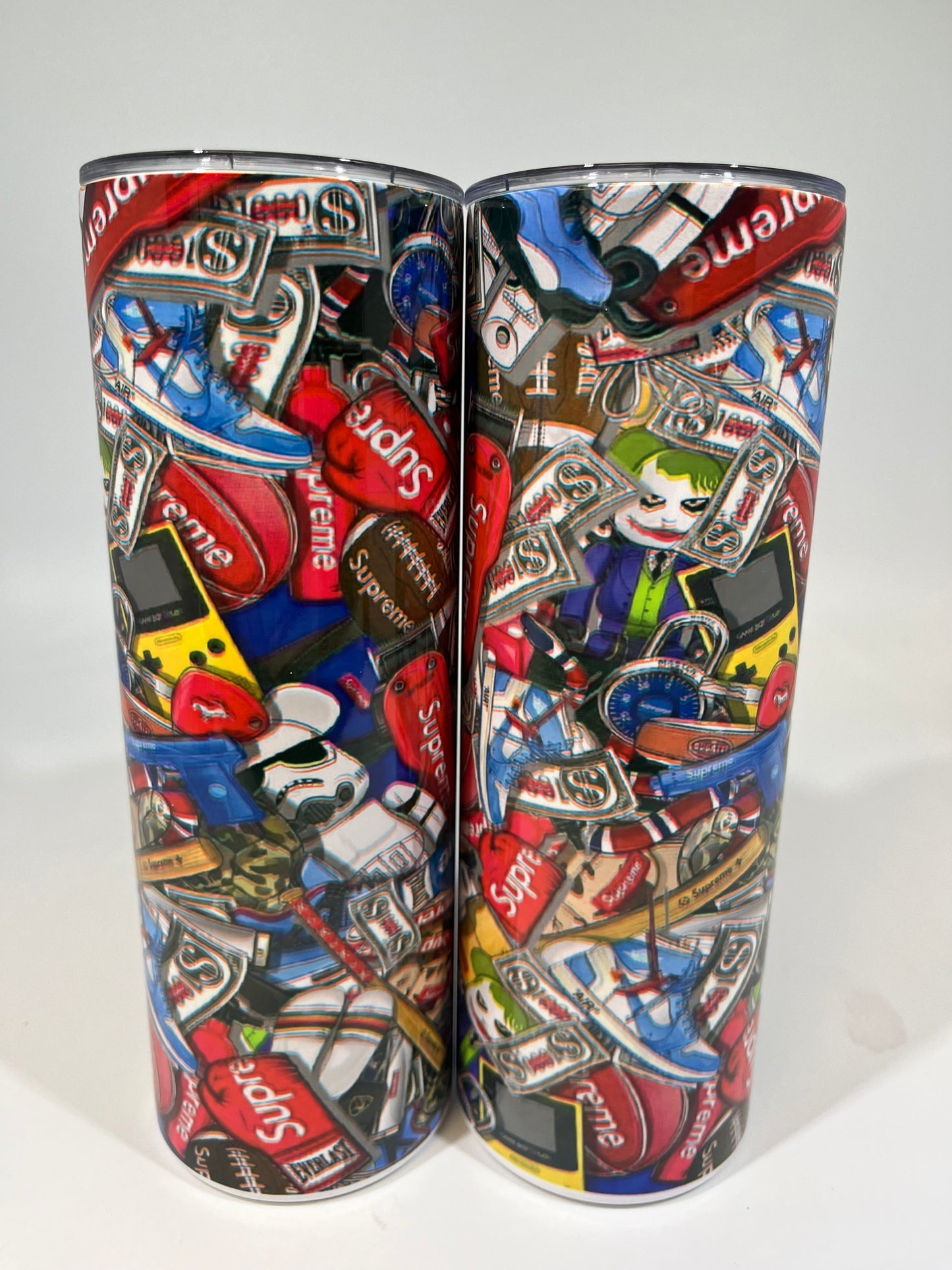 20 oz Skinny Tumbler - SUPREME STICKER BOMB