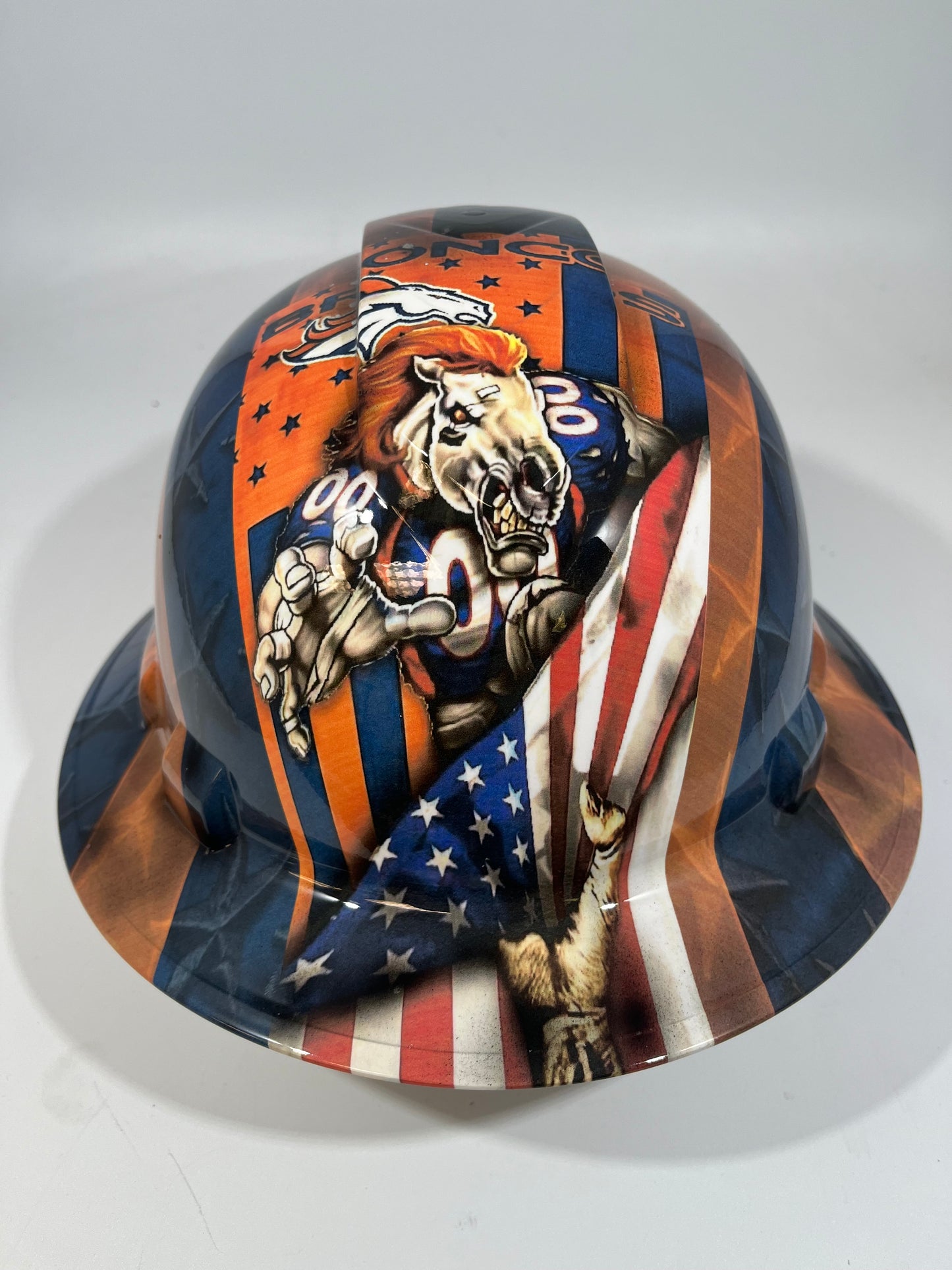 Full Brim Hard Hat Custom Hydro Dipped DENVER BRONCOS FLAG