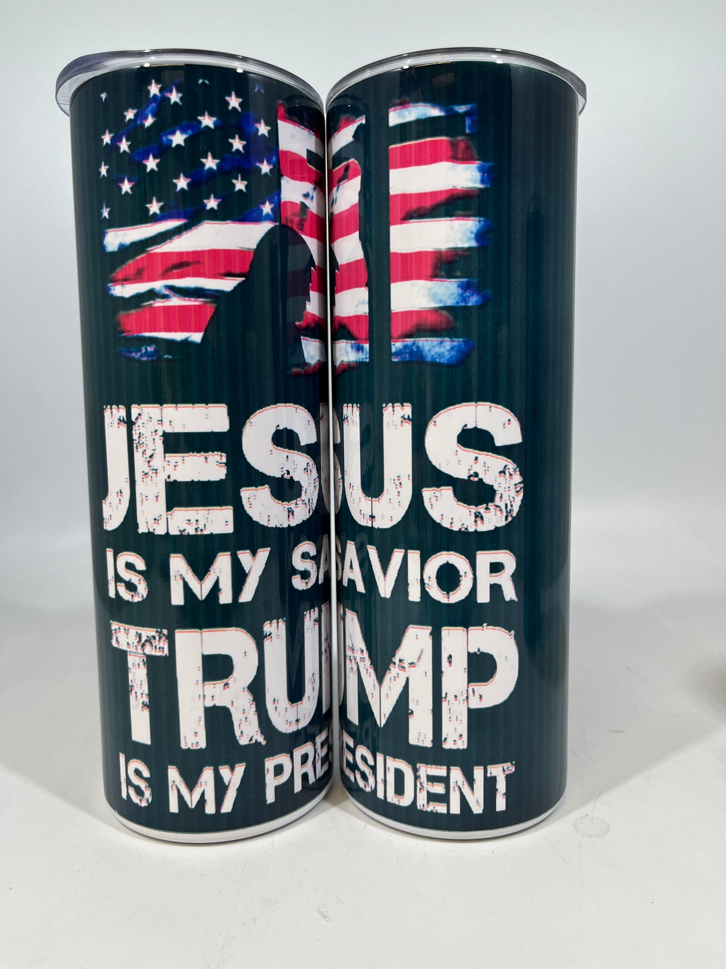 20 oz Skinny Tumbler - JESUS IS MY SAVIOR TRUMP IS MY PRESIDENT