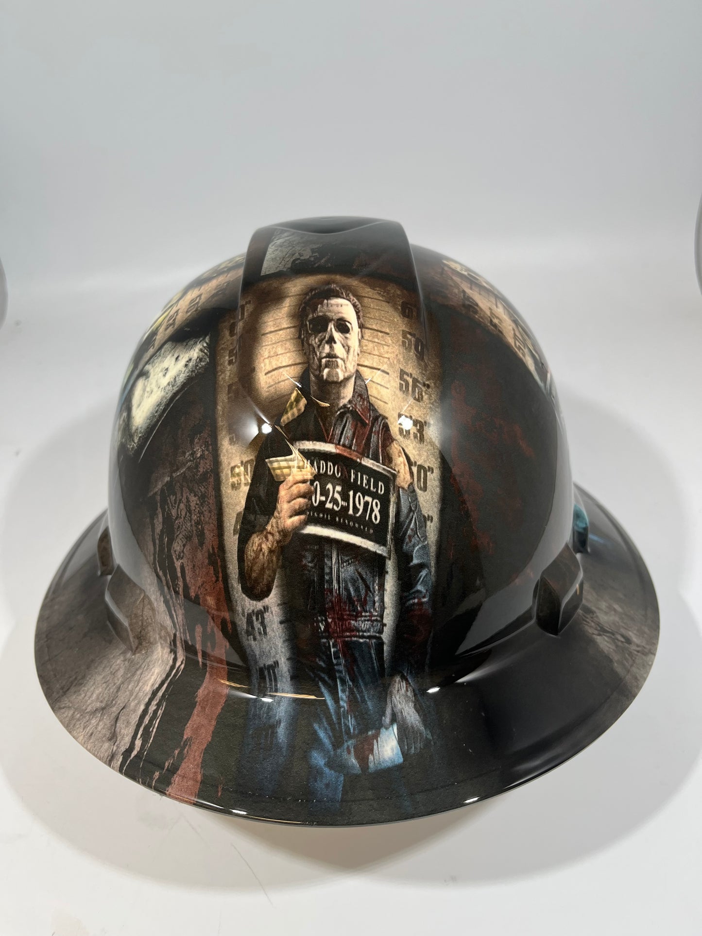 Full Brim Hard Hat Hydro Dipped HORROR CHARACTERS MUG SHOT