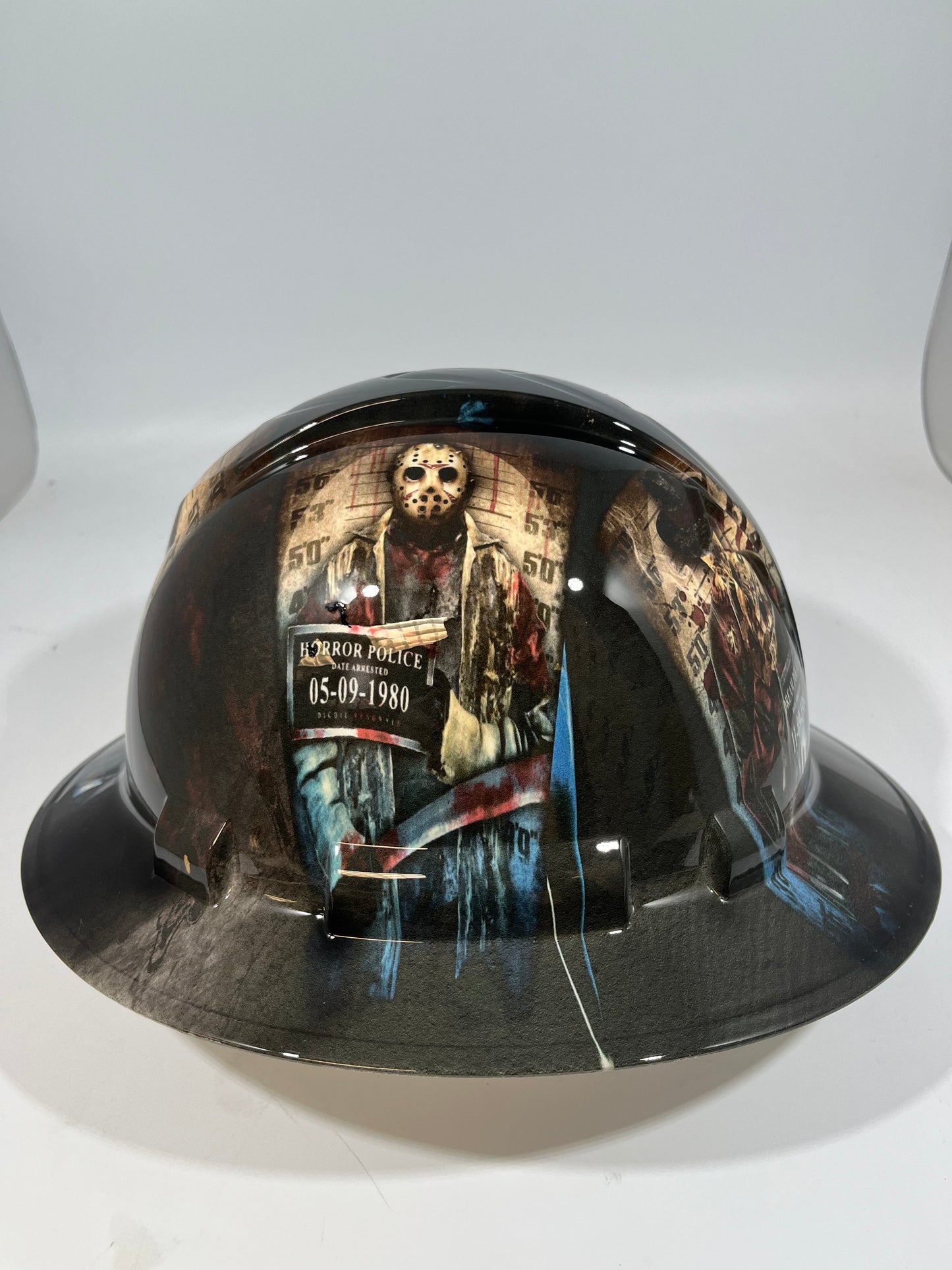Full Brim Hard Hat Hydro Dipped HORROR CHARACTERS MUG SHOT
