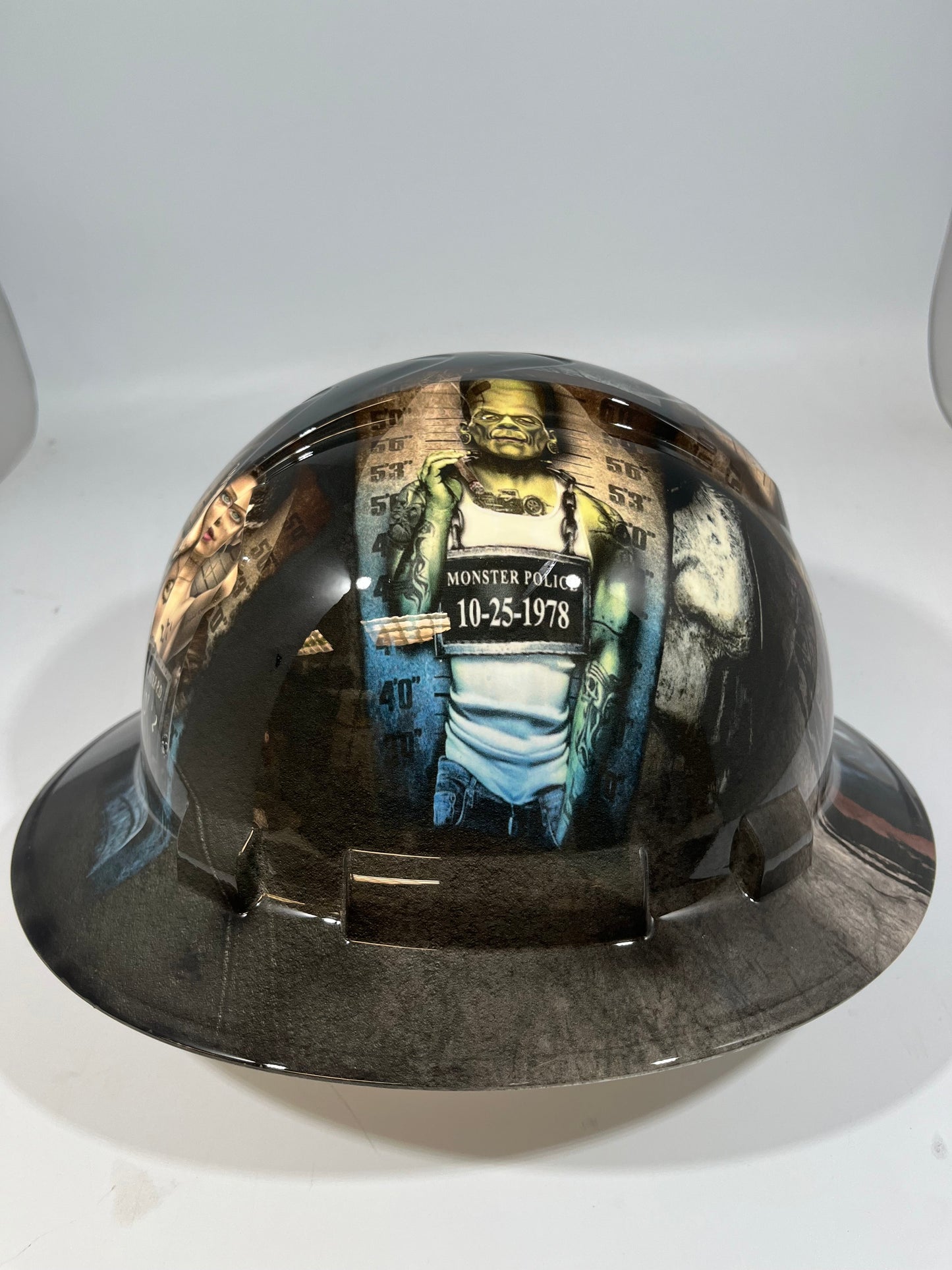 Full Brim Hard Hat Hydro Dipped HORROR CHARACTERS MUG SHOT