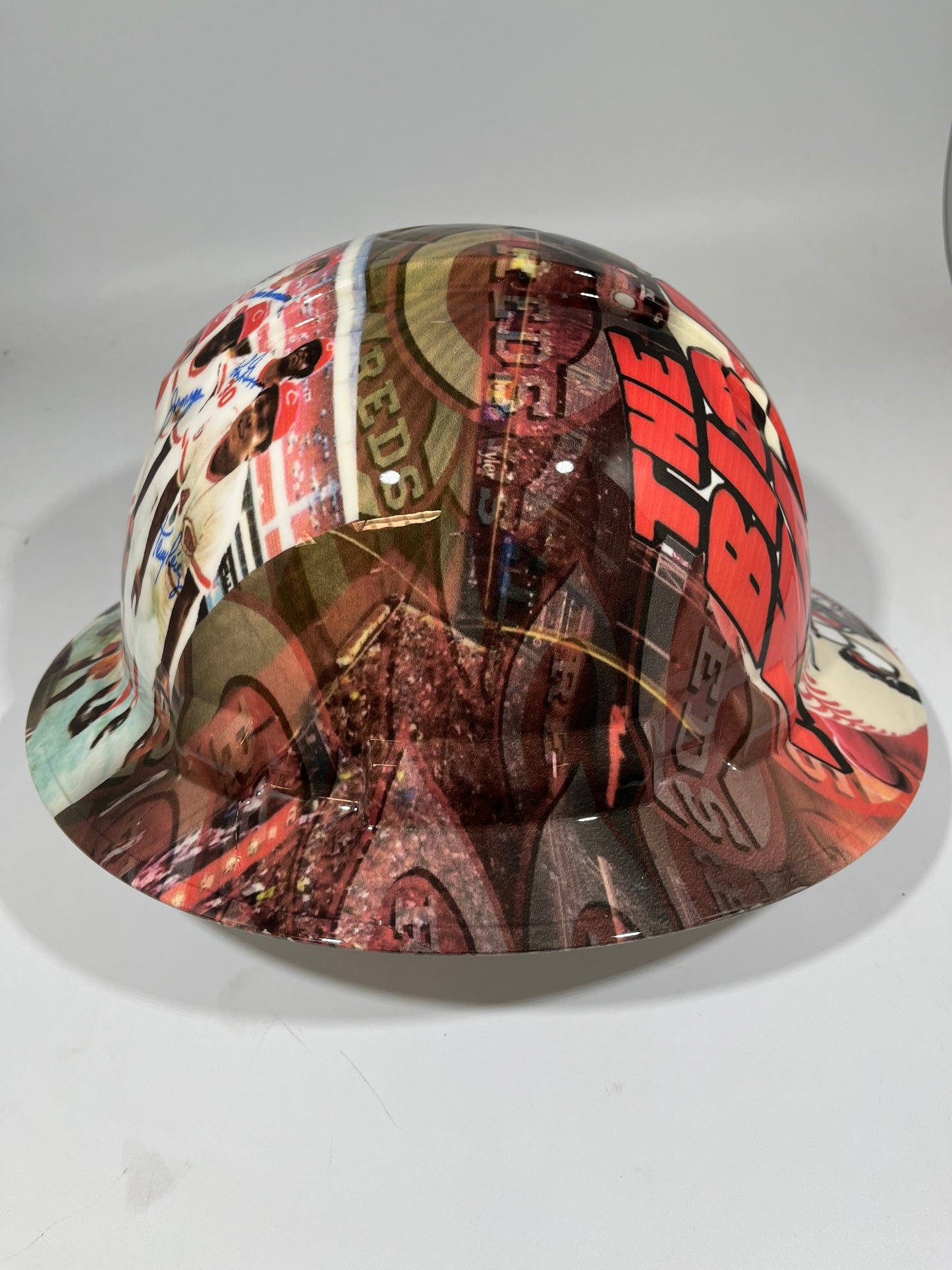 Full Brim Hard Hat Hydro Dipped BIG RED MACHINE CINCINNATI