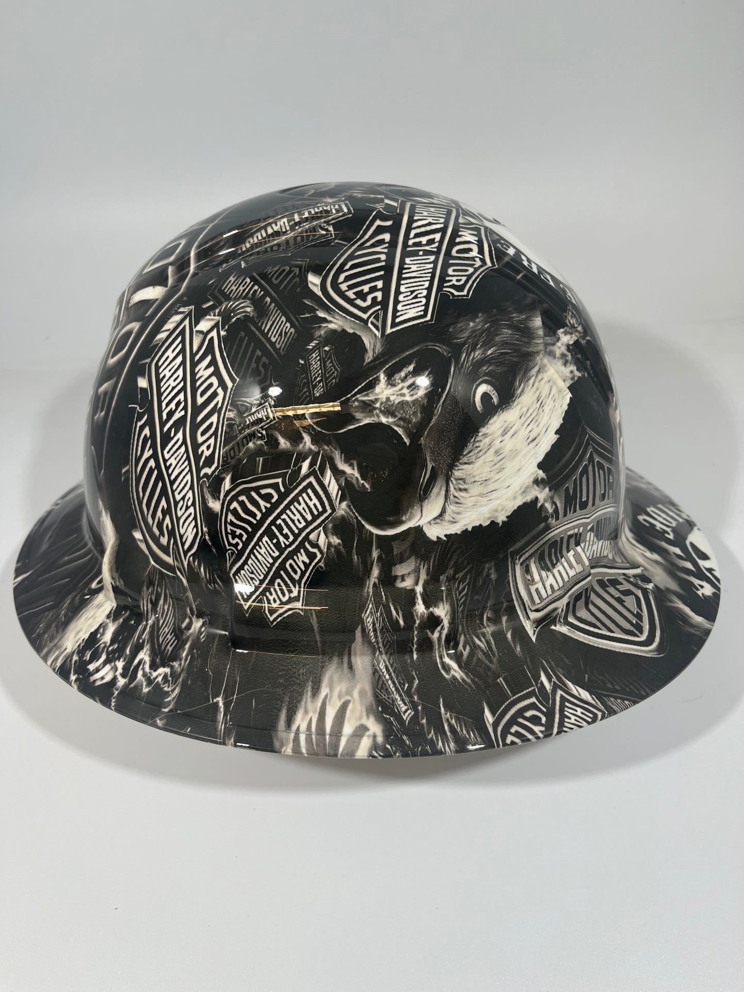 Full Brim Hard Hat Hydro Dipped SICK NEW BLACK & WHITE HARLEY DAVIDSON