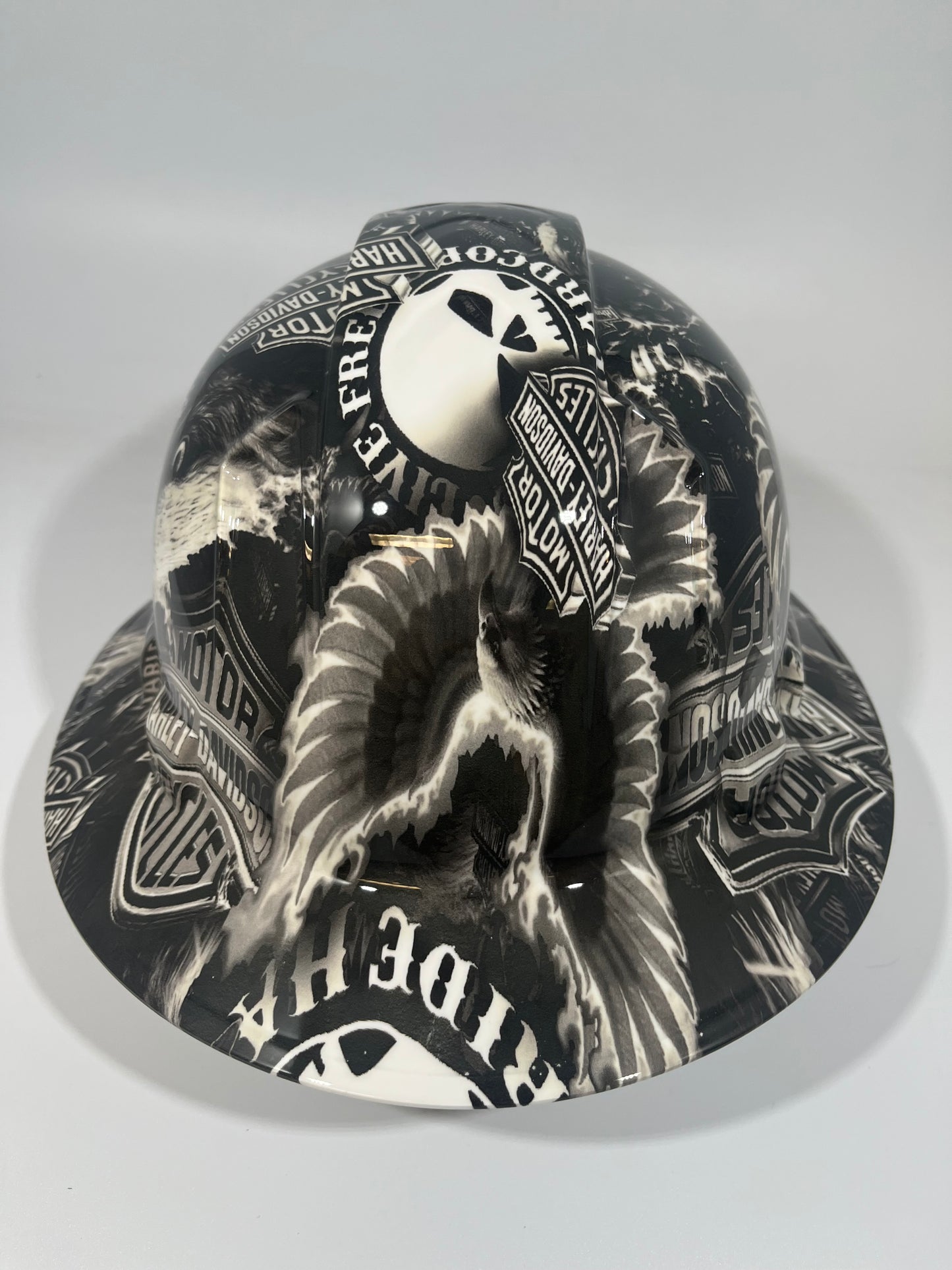 Full Brim Hard Hat Hydro Dipped SICK NEW BLACK & WHITE HARLEY DAVIDSON