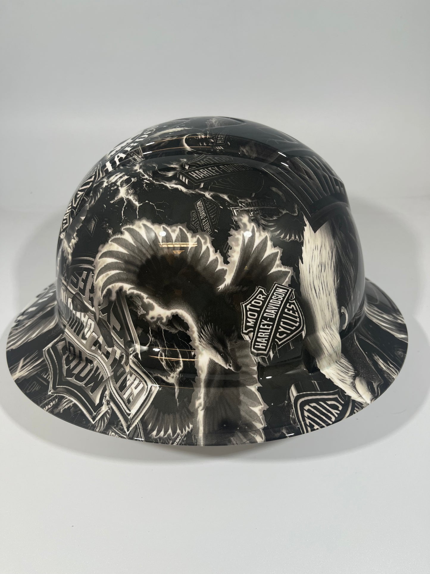 Full Brim Hard Hat Hydro Dipped SICK NEW BLACK & WHITE HARLEY DAVIDSON