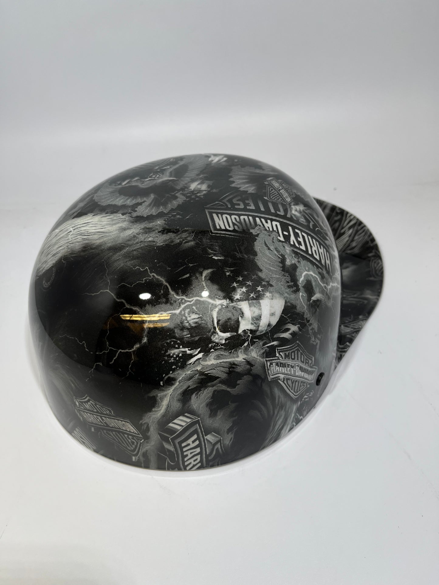 Baseball Cap Style Motorcycle Helmet HARLEY EAGLE BLACK & WHITE