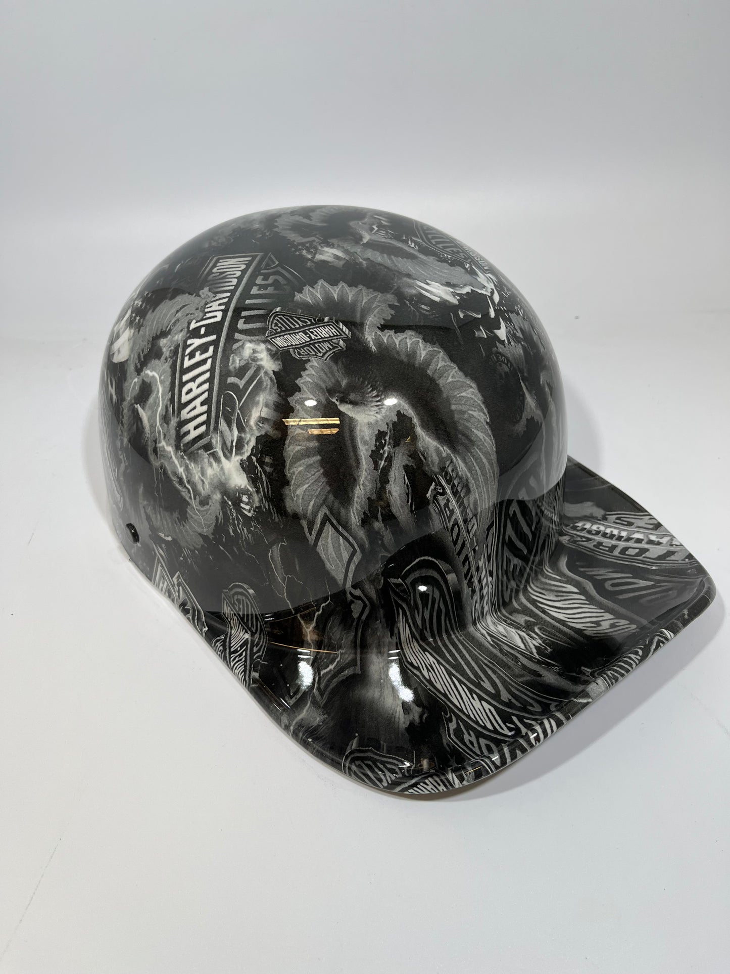 Baseball Cap Style Motorcycle Helmet HARLEY EAGLE BLACK & WHITE