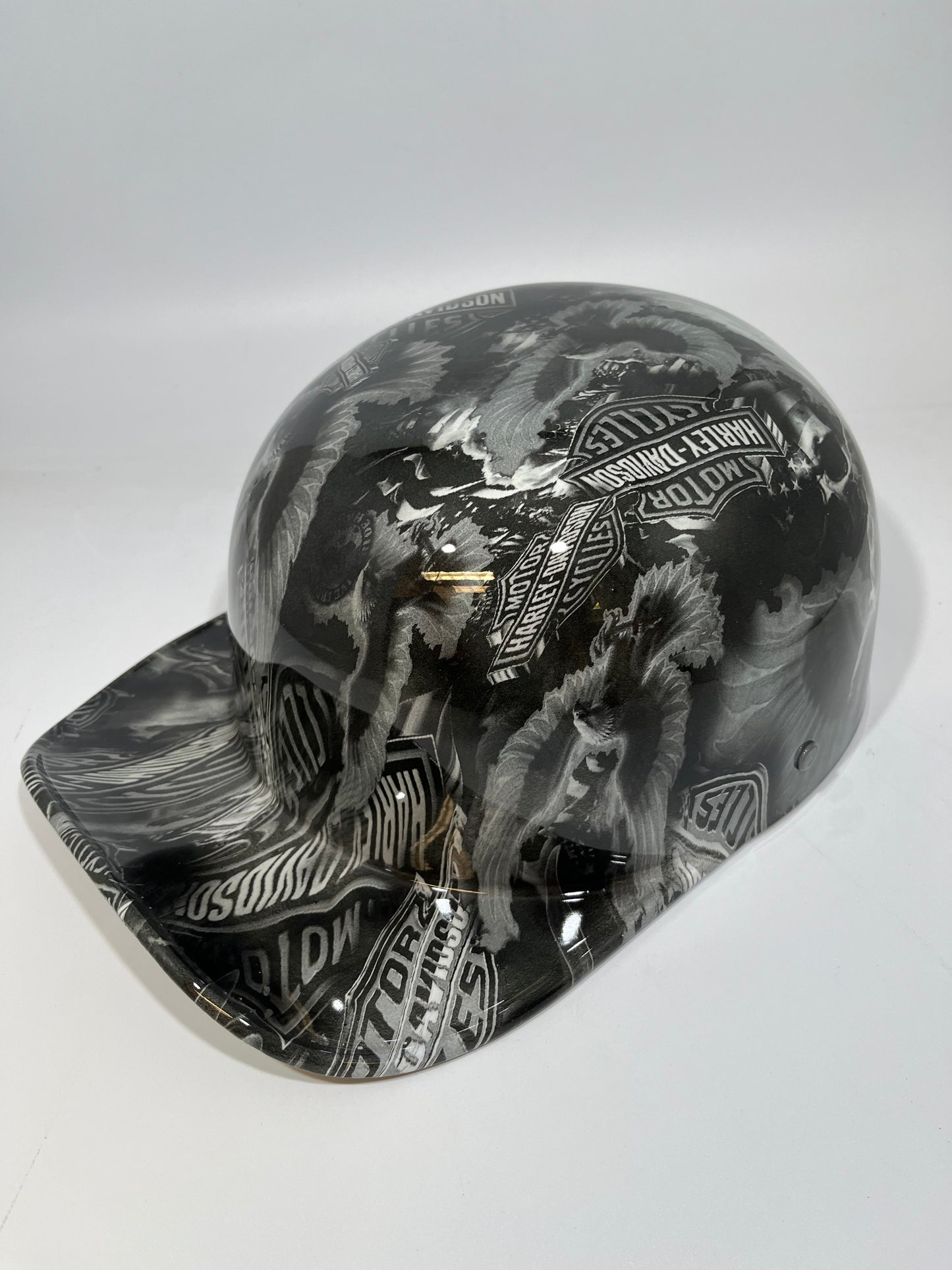 Baseball Cap Style Motorcycle Helmet HARLEY EAGLE BLACK & WHITE