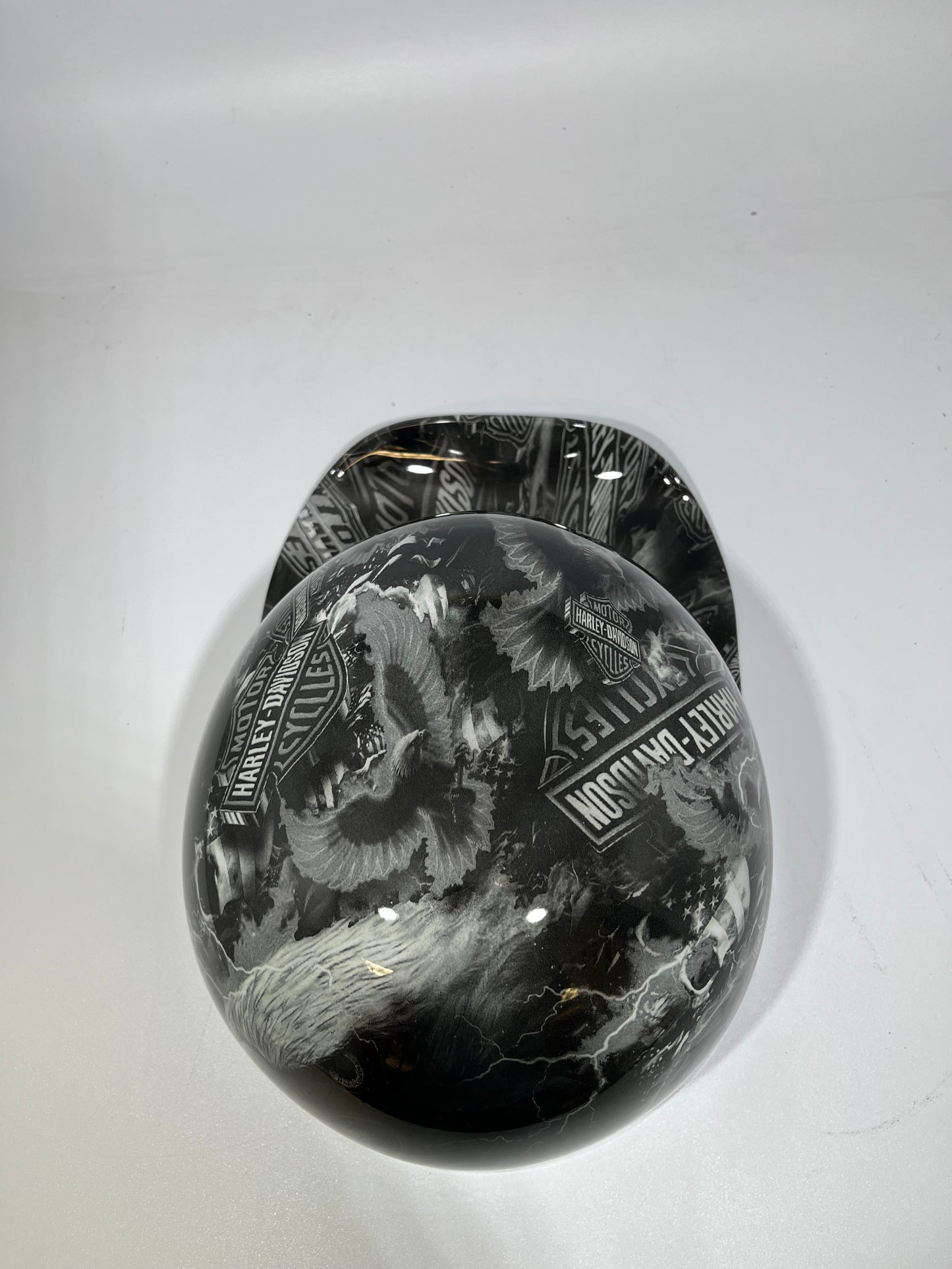 Baseball Cap Style Motorcycle Helmet HARLEY EAGLE BLACK & WHITE
