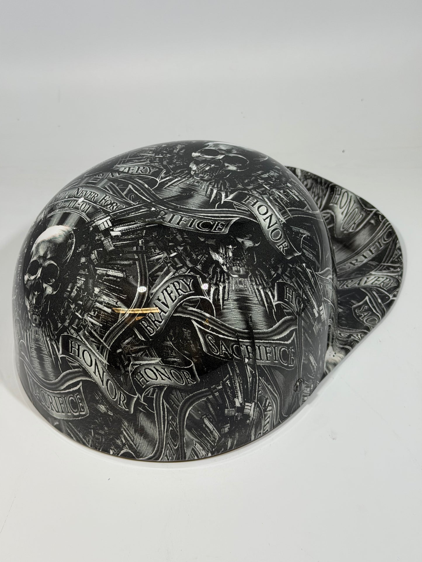 Baseball Cap Style Motorcycle Helmet 9/11 TRIBUTE WE WILL NEVER FORGET