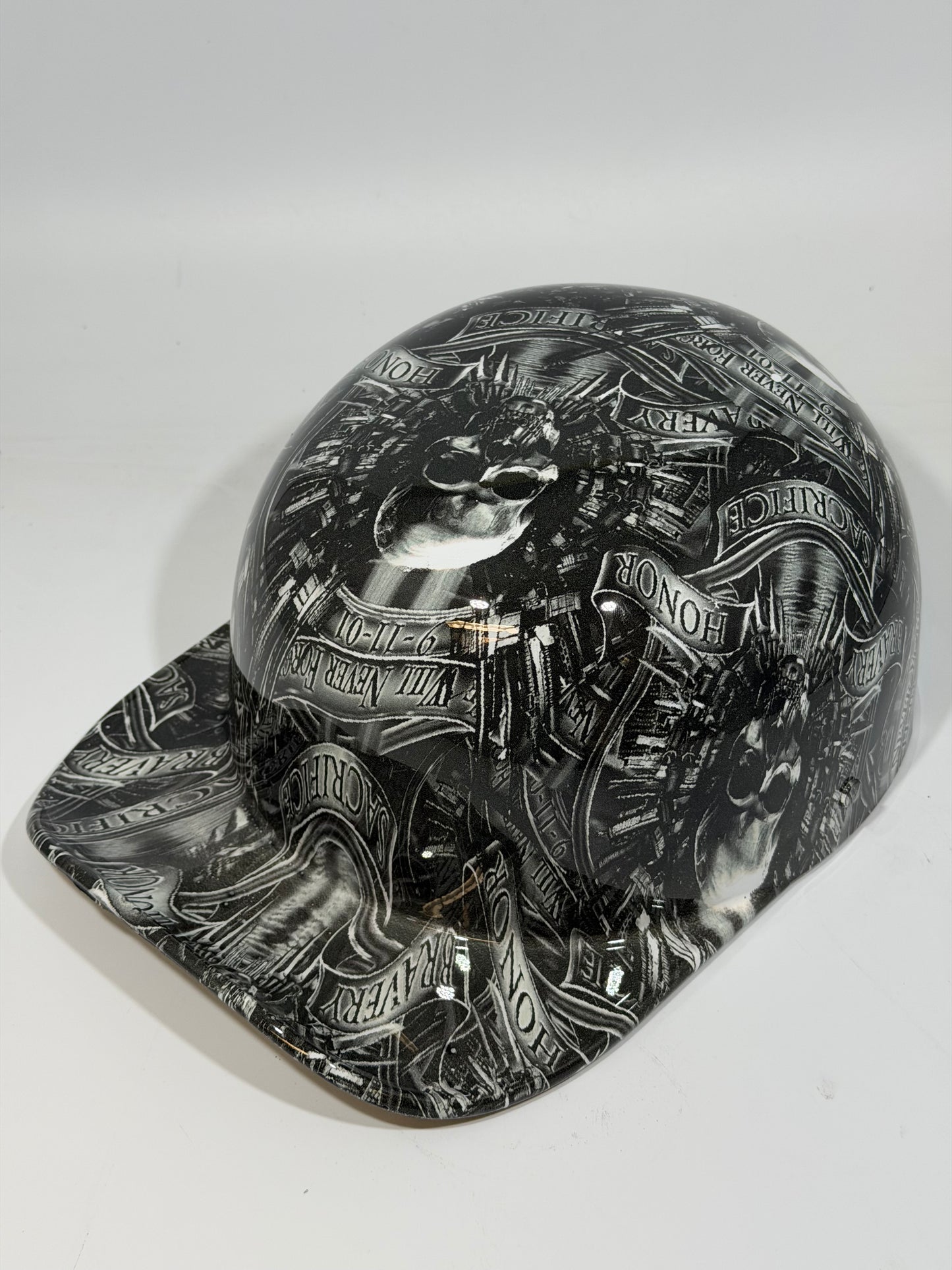 Baseball Cap Style Motorcycle Helmet 9/11 TRIBUTE WE WILL NEVER FORGET