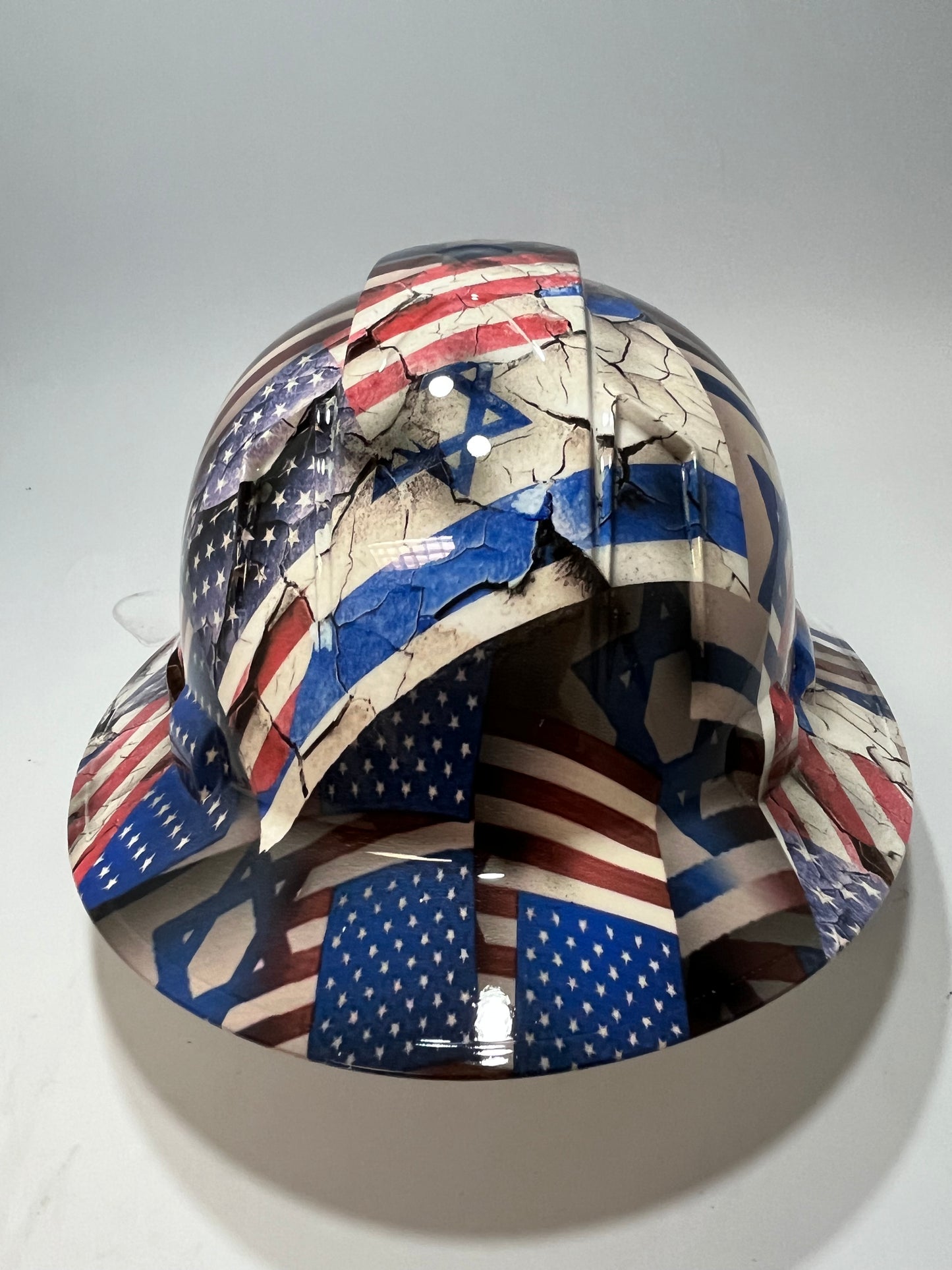 Full Brim Hard Hat Hydro Dipped ISRAEL US FLAG.