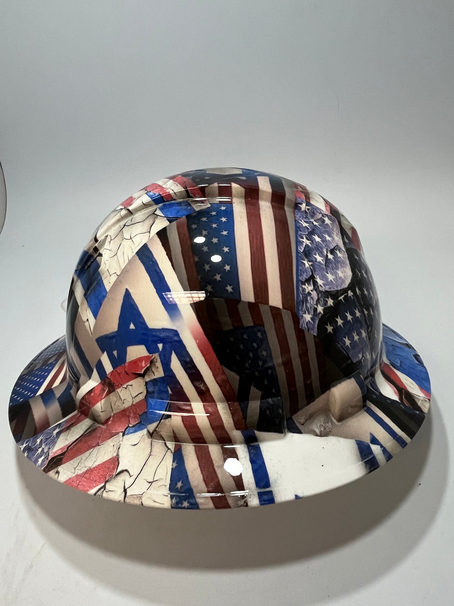 Full Brim Hard Hat Hydro Dipped ISRAEL US FLAG.