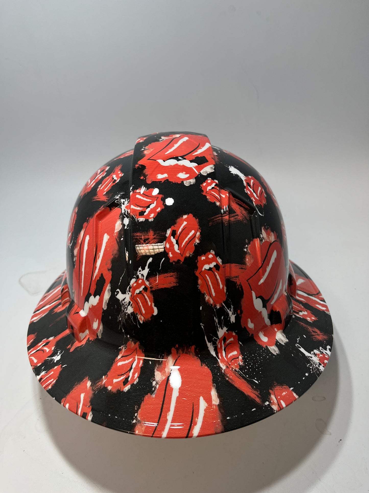 Full Brim Hard Hat Hydro Dipped KISS LIPS
