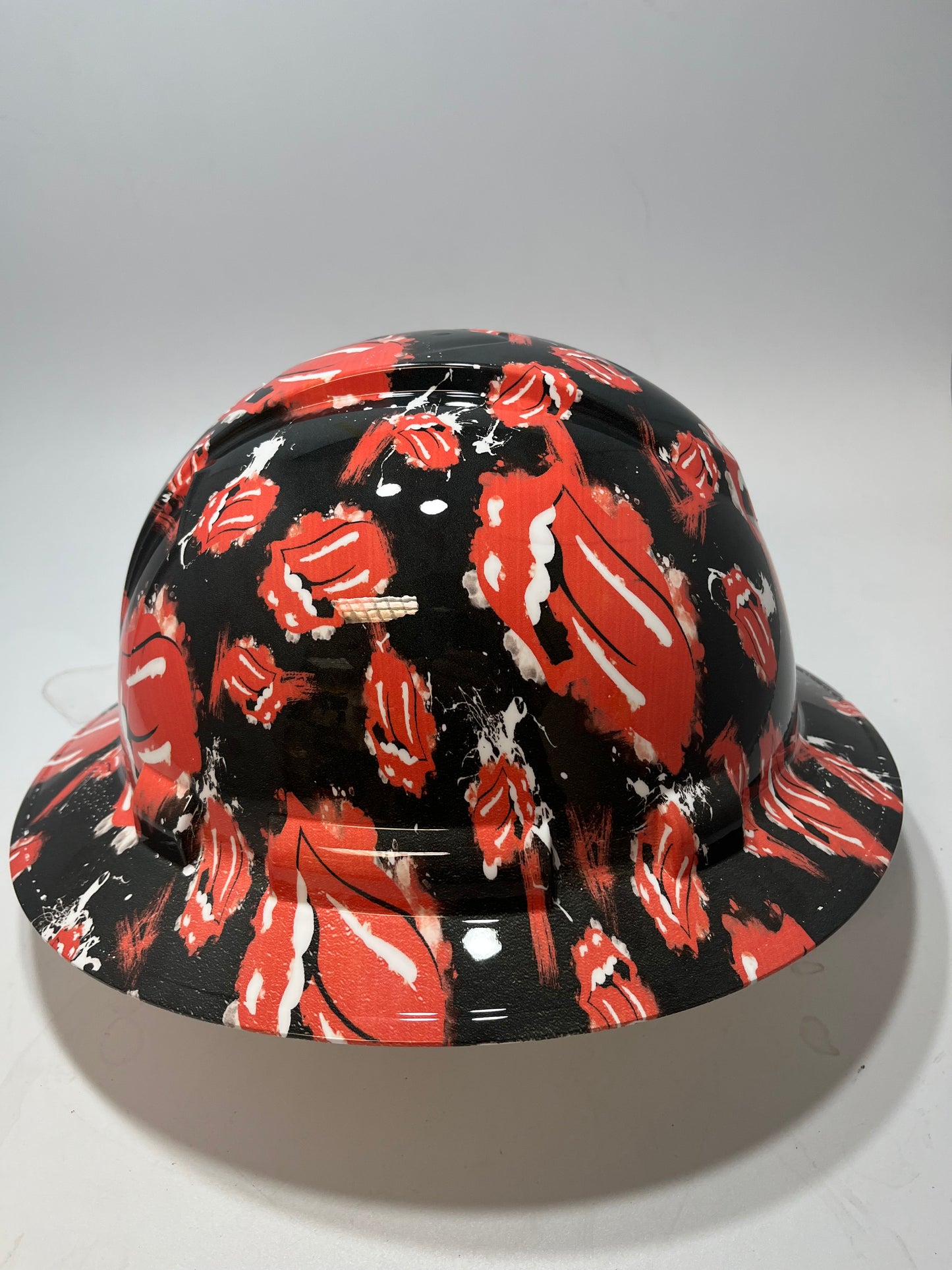 Full Brim Hard Hat Hydro Dipped KISS LIPS
