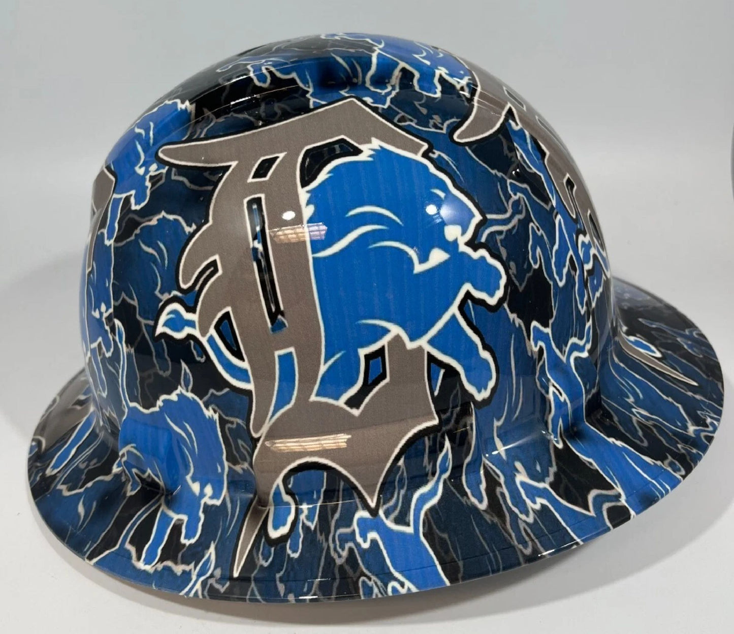 Full Brim Hard Hat Hydro Dipped DETROIT LIONS Expedited shipping