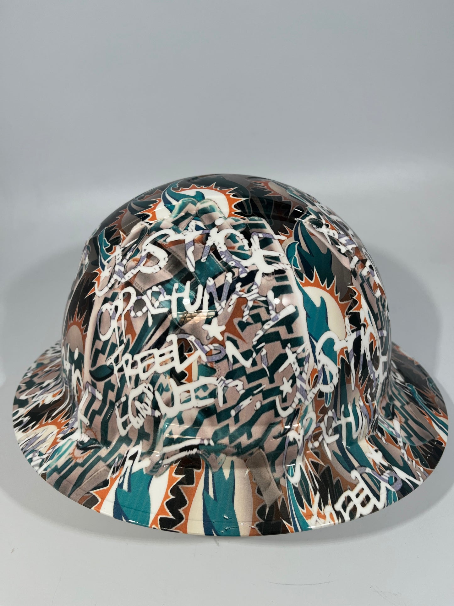 Full Brim Hard Hat Custom Hydro Dipped MIAMI DOLPHINS INSPIRE CHANGE