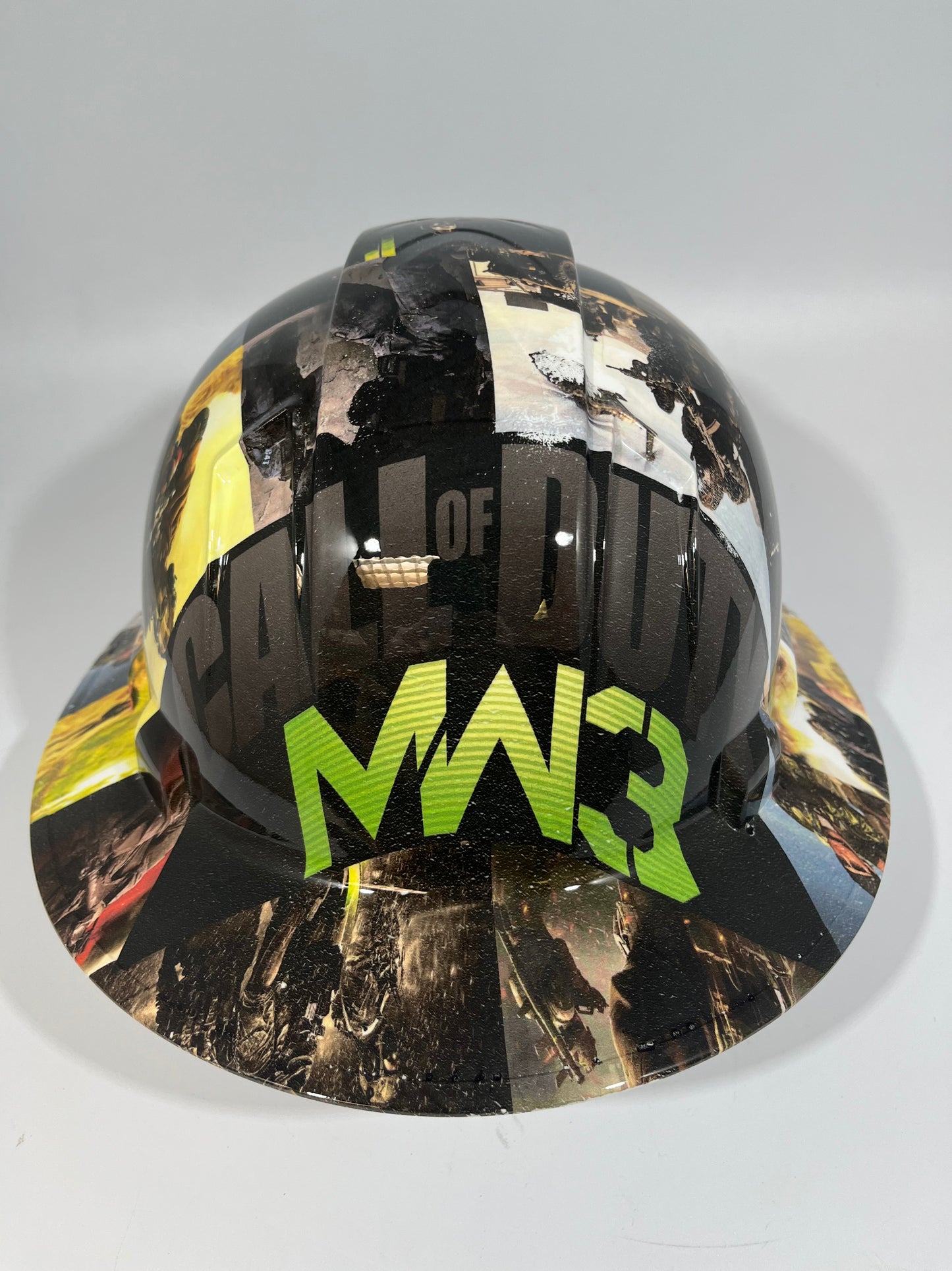 Full Brim Hard Hat Custom Hydro Dipped MW3 MODERN WARFARE 3 COD STICKER BOMB
