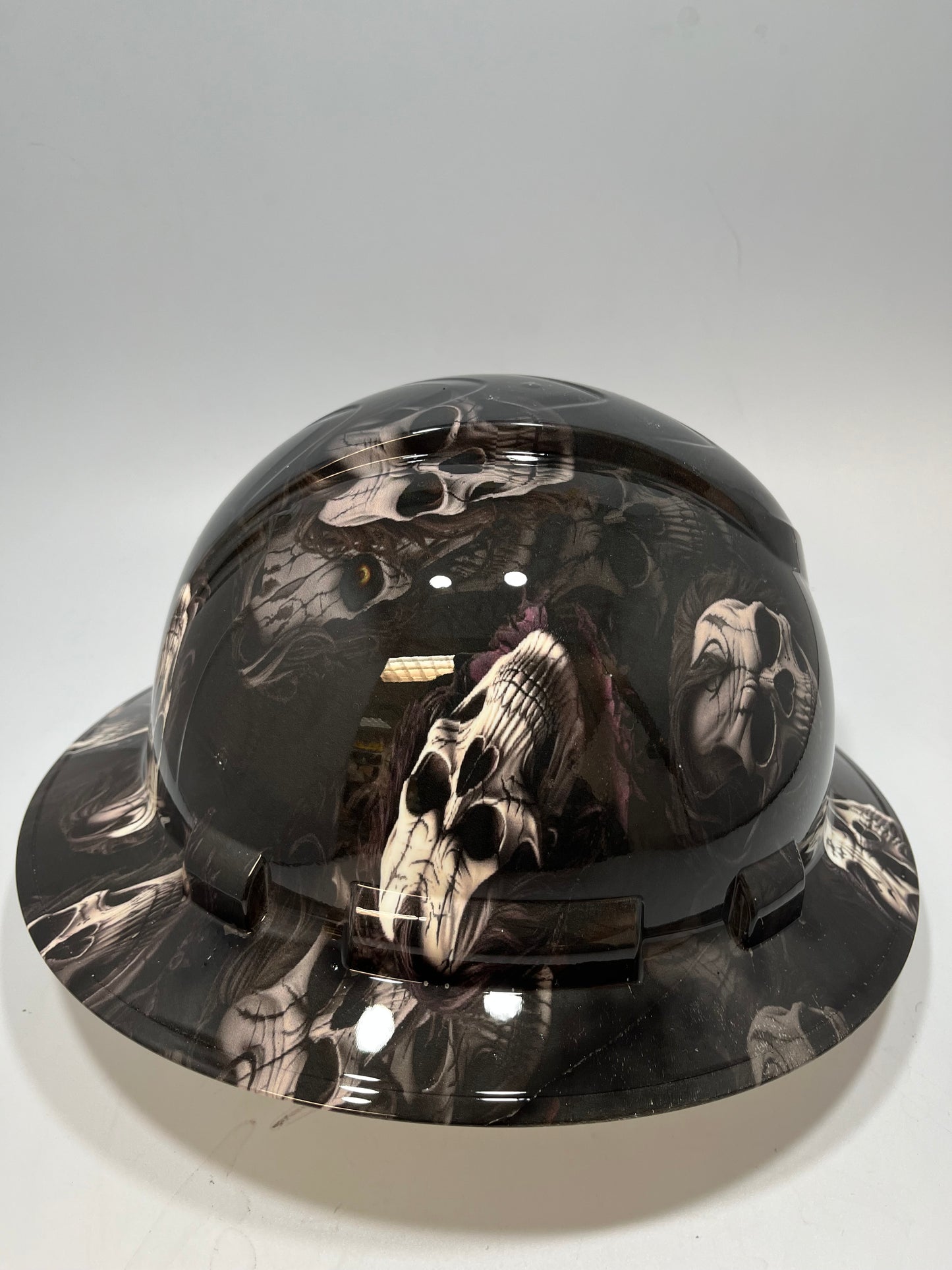 Full Brim Hard Hat Hydro Dipped ROCK N ROLLS SKULLS