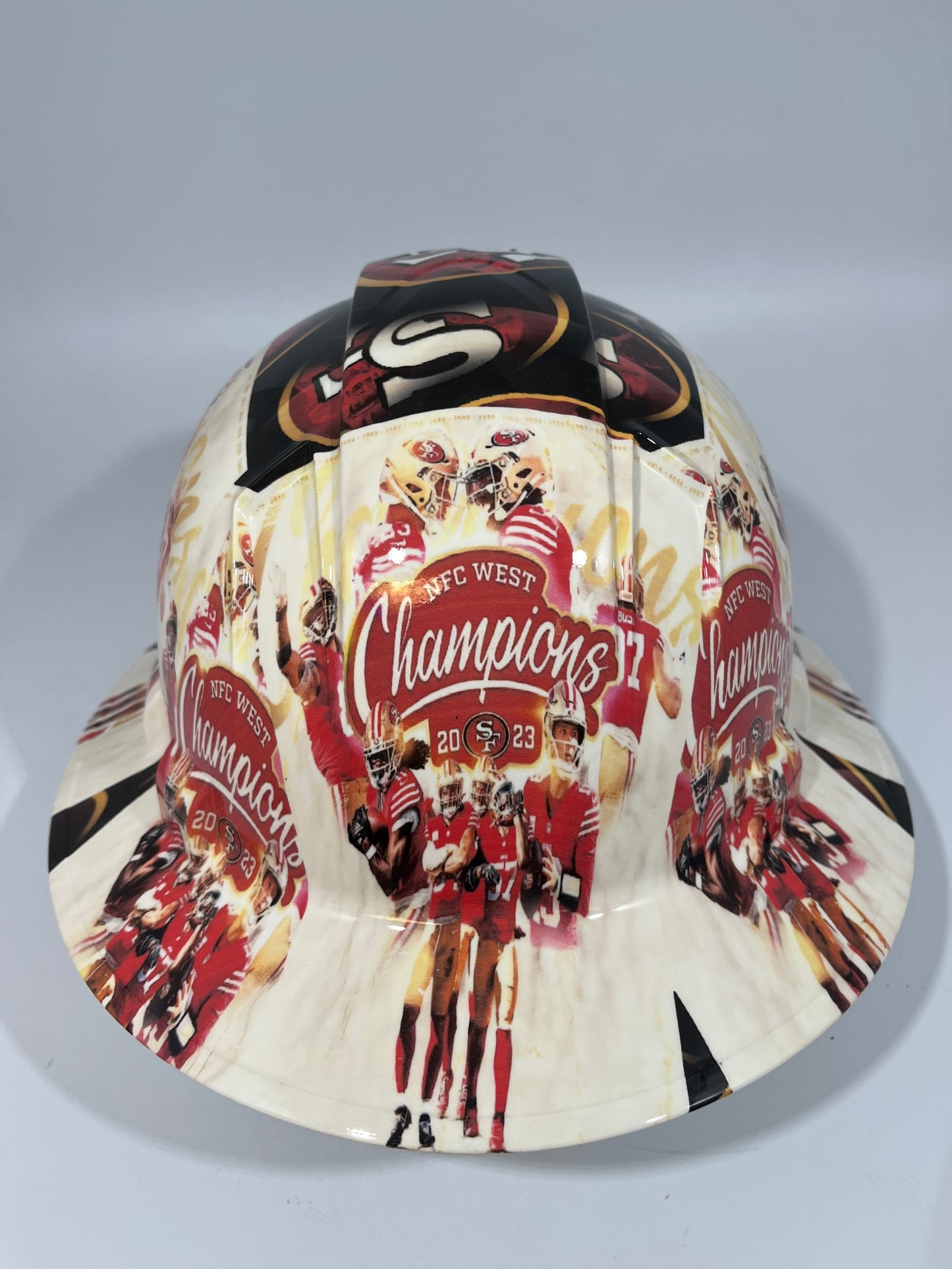 Full Brim Hard Hat Custom Hydro Dipped SAN FRANCISCO 49ERS NFC WEST CHAMPS