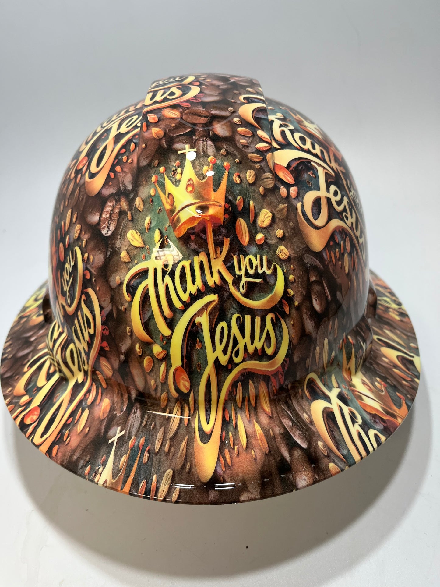 Full Brim Hard Hat Hydro Dipped THANK YOU JESUS