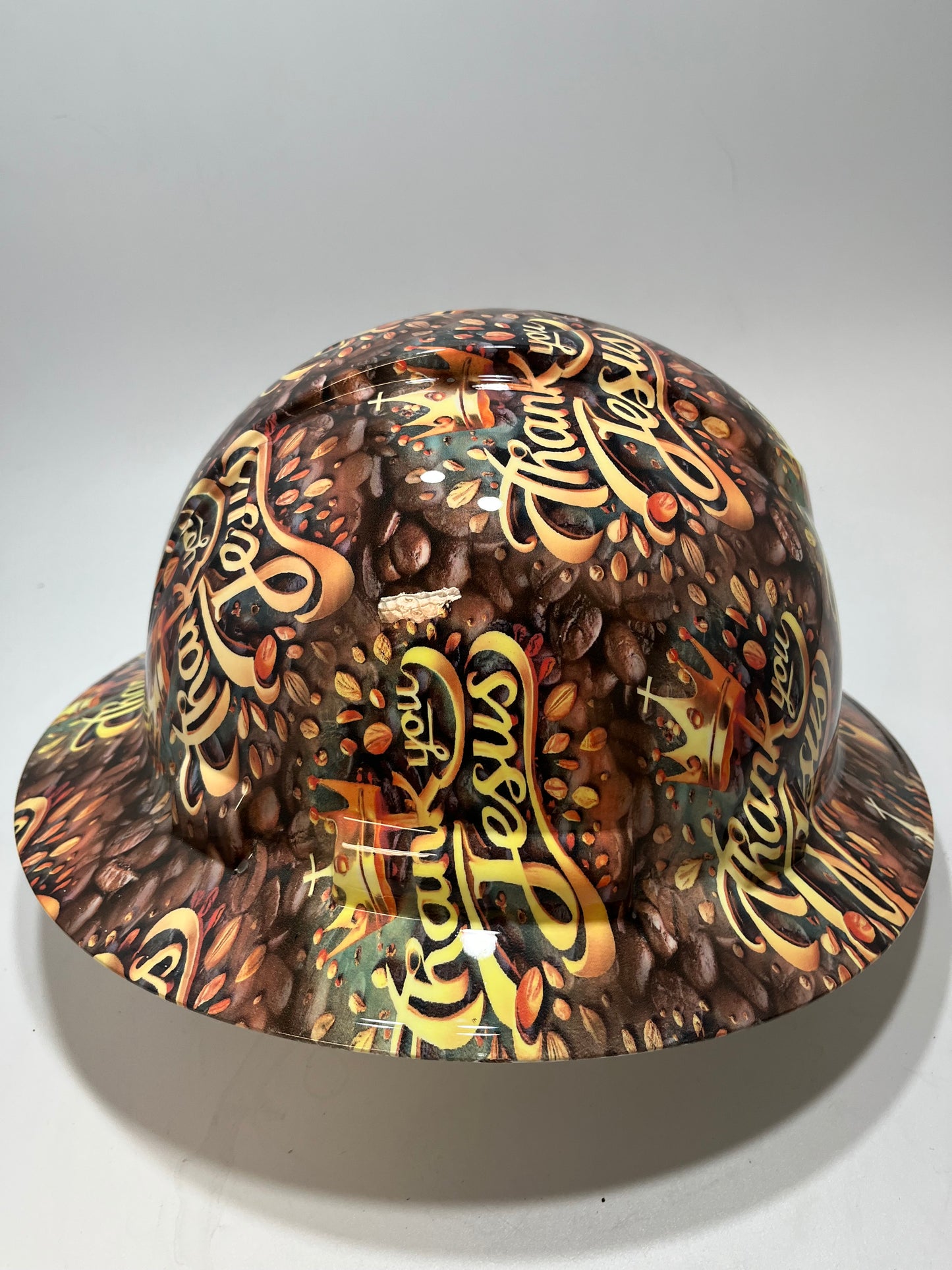 Full Brim Hard Hat Hydro Dipped THANK YOU JESUS