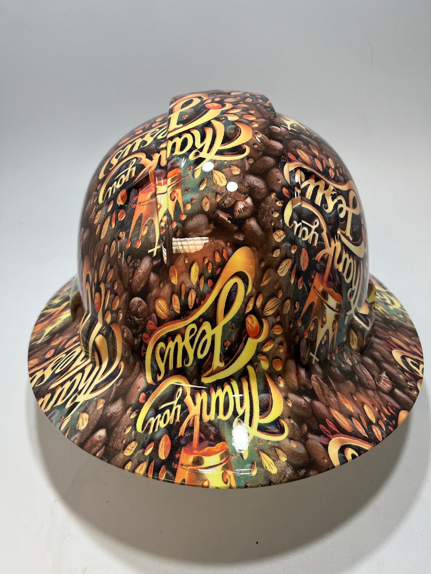 Full Brim Hard Hat Hydro Dipped THANK YOU JESUS