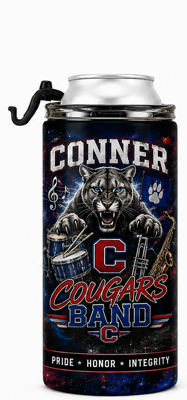 Conner High School Band 4-in-1 can cooler fundraiser mockup