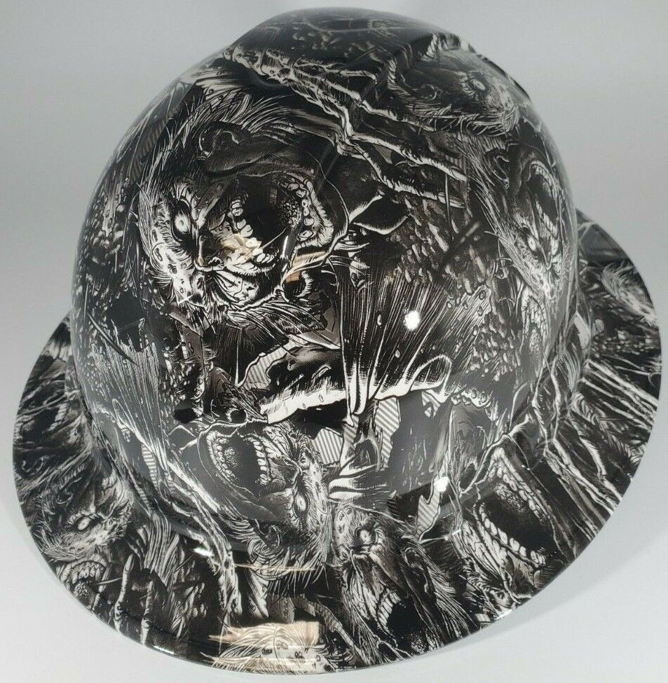 Bad ass hardhat with hydro dipped horror design