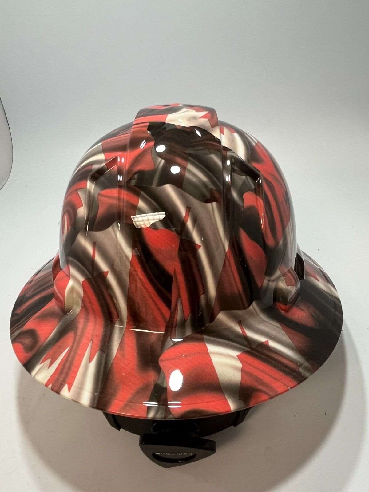 Bad ass hardhat with  hydro dipped flag design 