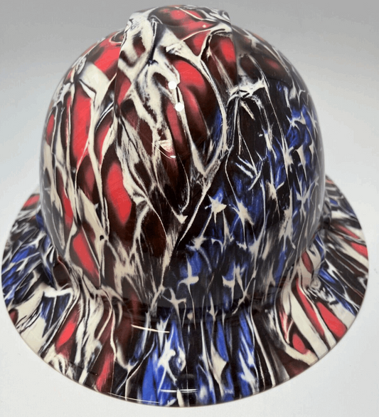 Bad ass hardhat with  hydro dipped flag design 