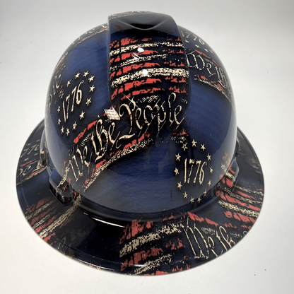 Bad ass hardhat with  hydro dipped flag design 