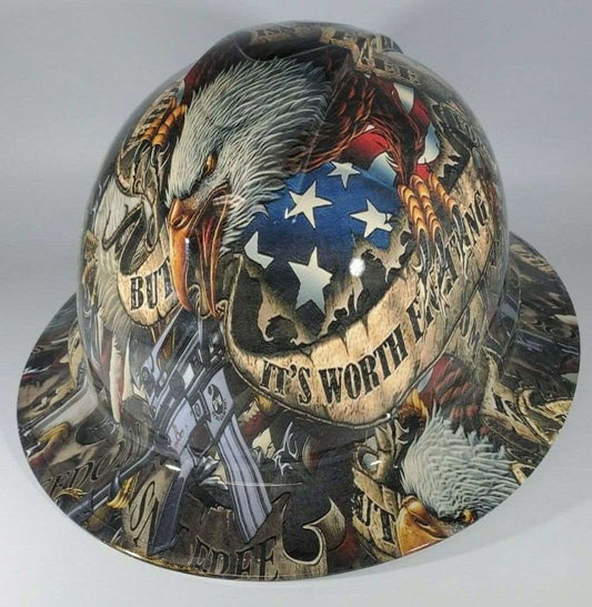 Bad ass hardhat with  hydro dipped flag design 