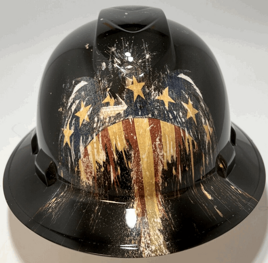 Bad ass hardhat with  hydro dipped flag design 