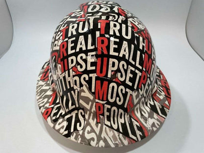 Bad ass hardhat with  hydro dipped Trump inspired design