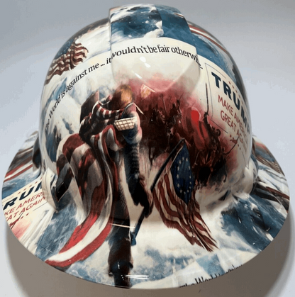 Bad ass hardhat with  hydro dipped Trump inspired design