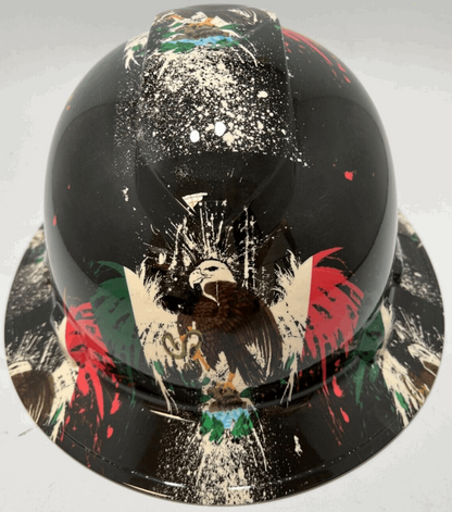 Bad ass hardhat with  hydro dipped flag design 