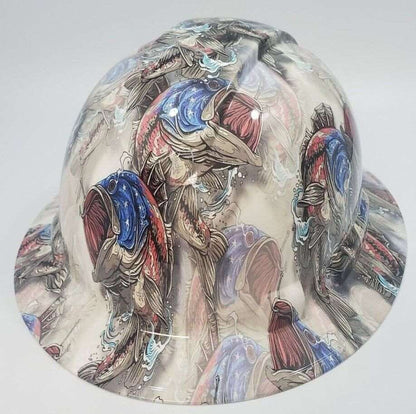 Bad ass hardhat with  hydro dipped flag design 