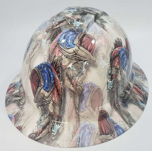 Bad ass hardhat with  hydro dipped flag design 