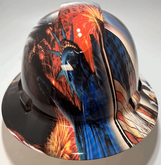 Bad ass hardhat with  hydro dipped flag design 