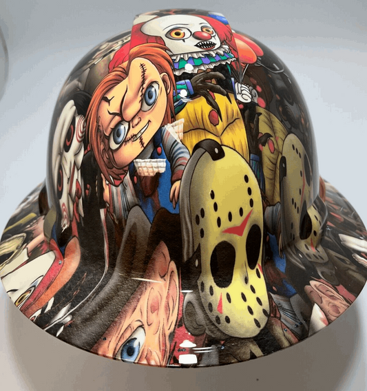 Bad ass hardhat with  hydro dipped horror  design